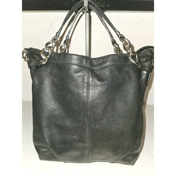 Coach Brooke Bag Purse Satchel Black Pebbled Leather Silver Chain F17165 *Read - Picture 6 of 14